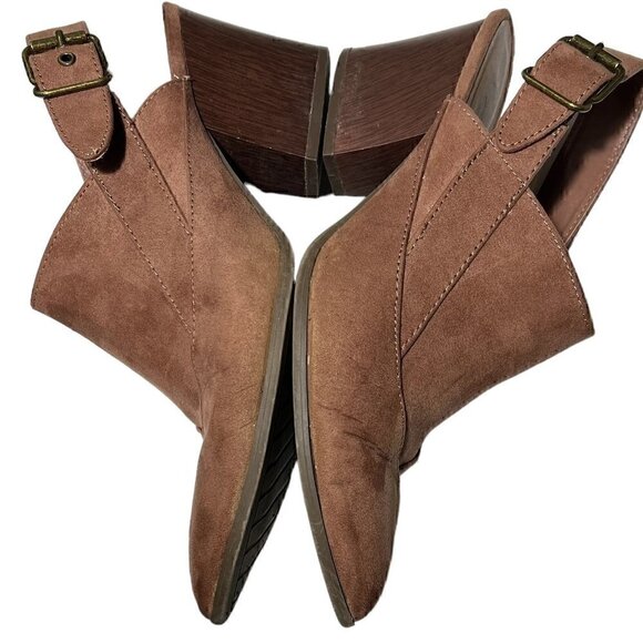 Qupid Nava Women's Slingback Pointed Toe Western Mules Brown Mocha Mauve Size 8 - Picture 4 of 16